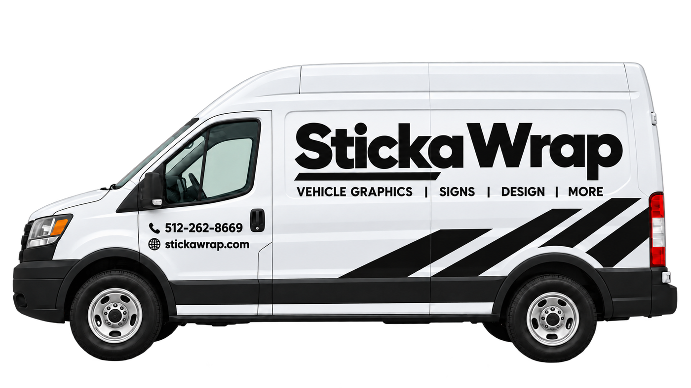 StickaWrap vehicle graphics concept on a cargo van